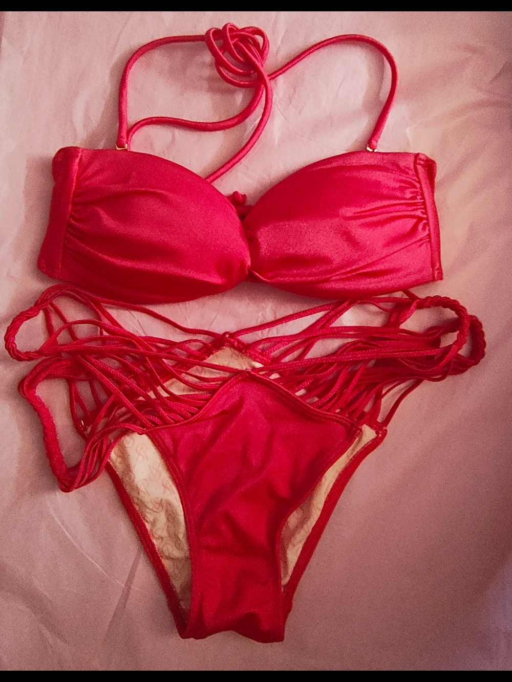 Pink Macrame Victoria Secret Bikini Set